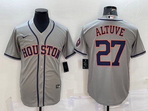 Houston Astros #44 Yordan Alvarez Gray With Patch Cool Base Stitched Jersey