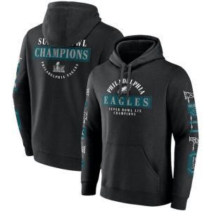 Philadelphia Eagles Black Super Bowl LIX Champions Big Tall Pullover Hoodie