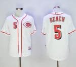 Reds #5 Johnny Bench White Cool Base Stitched Jersey