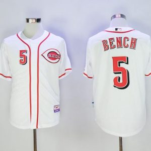Reds #5 Johnny Bench White Cool Base Stitched Jersey