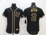 New York Yankees #2 Derek Jetere Black Golden Flex Base Stitched Jersey