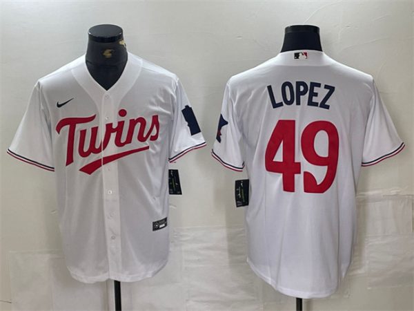 Minnesota Twins #49 Pablo L¨®pez White Cool Base Stitched Jersey