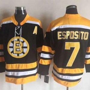 Bruins #7 Phil Esposito Black Yellow CCM Throwback New Stitched Jersey