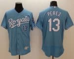 Royals #13 Salvador Perez Light Blue Flexbase Authentic Collection Stitched Jersey