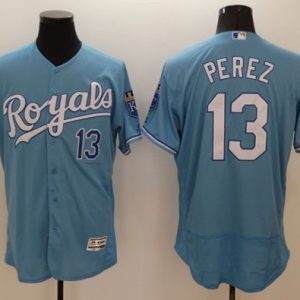 Royals #13 Salvador Perez Light Blue Flexbase Authentic Collection Stitched Jersey
