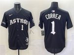 Houston Astros #1 Carlos Correa Black Gothic 'Houston Born Barrio Raised' Limited Stitched Jersey