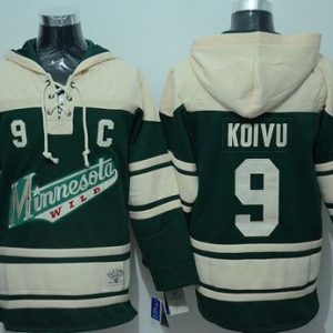 Wild #9 Mikko Koivu Green Sawyer Hooded Sweatshirt Stitched Jersey