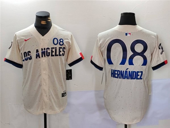 Los Angeles Dodgers #8 Enrique Hernandez Cream 2024 City Connect Limited Stitched Jersey