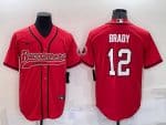 Tampa Bay Buccaneers #12 Tom Brady Red Cool Base Stitched Baseball Jersey