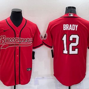 Tampa Bay Buccaneers #12 Tom Brady Red Cool Base Stitched Baseball Jersey