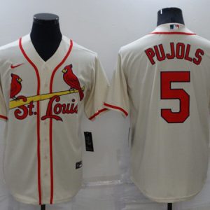 St. Louis Cardinals #5 Albert Pujols Cream Cool Base Stitched Jersey