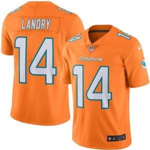 Dolphins #14 Jarvis Landry Orange Stitched Limited Rush Nike Jersey