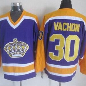 Kings #30 Rogie Vachon Purple CCM Throwback Stitched Jersey