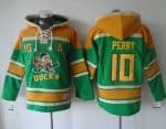 Ducks #10 Corey Perry Green Sawyer Hooded Sweatshirt Stitched Jersey