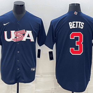 USA #3 Mookie Betts 2023 Navy World Classic Stitched Jersey