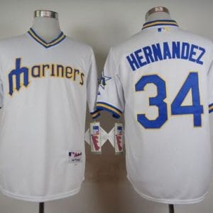 Mariners #34 Felix Hernandez White 1979 Turn Back The Clock Stitched Jersey