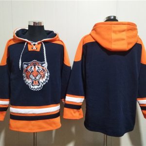 Detroit Tigers Blank Navy Lace-Up Pullover Hoodie