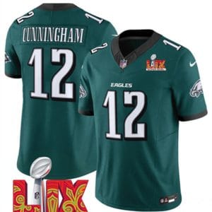 Philadelphia Eagles #12 Randall Cunningham Green 2025 Super Bowl LIX Patch Vapor Untouchable Limited Stitched Jersey