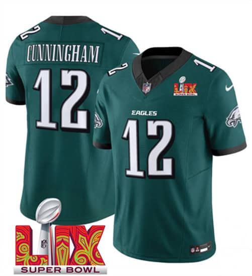 Philadelphia Eagles #12 Randall Cunningham Green 2025 Super Bowl LIX Patch Vapor Untouchable Limited Stitched Jersey