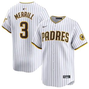 San Diego Padres #3 Jackson Merrill White 2024 Home Limited Stitched Jersey