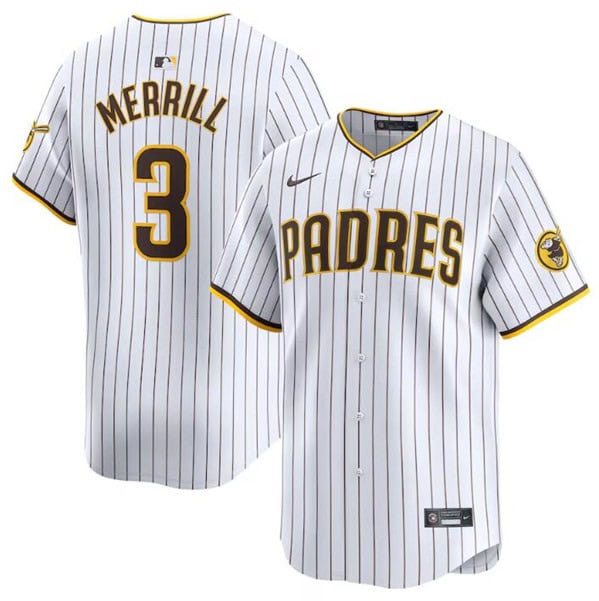 San Diego Padres #3 Jackson Merrill White 2024 Home Limited Stitched Jersey
