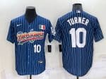 Los Angeles Dodgers #10 Justin Turner Navy Mexico Rainbow Cool Base Stitched Baseball Jersey
