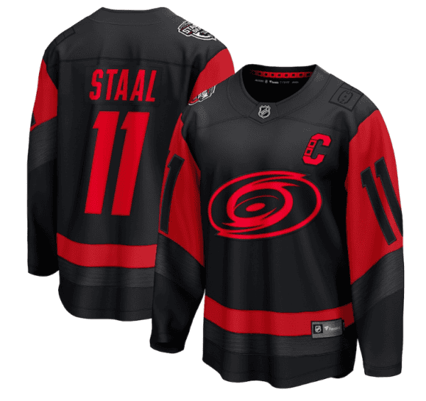 Carolina Hurricanes Custom Black Red Stadium Series Breakaway Stitched Jersey