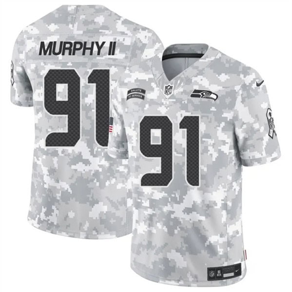 Seattle Seahawks #91 Byron Murphy II Arctic Camo 2024 F.U.S.E. Salute To Service Limited Stitched Jersey