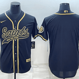 New Orleans Saints Blank Black Gold With Patch Cool Base Stitched Baseball Jersey