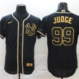New York Yankees #99 Aaron Judge Black Golden Flex Base Stitched Jersey