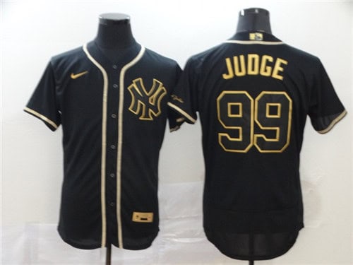 New York Yankees #99 Aaron Judge Black Golden Flex Base Stitched Jersey