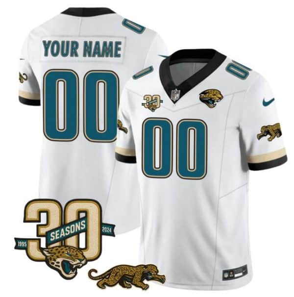 Jacksonville Jaguars Custom White F.U.S.E. With 30th Seasons Patch Vapor Limited Stitched Jersey