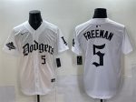 Los Angeles Dodgers #5 Freddie Freeman White 2025 LA Gothic Style With 2024 World Series Champions Patch Vapor Premier Limited Stitched Jersey
