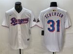 Texas Rangers #31 Max Scherzer White Gold Cool Base Stitched Jersey