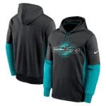 Miami Dolphins Black Color Block Fleece Performance Pullover Hoodie