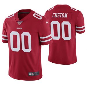 49ers Customized Red 2019 100th Season Vapor Untouchable Limited Stitched Jersey.
