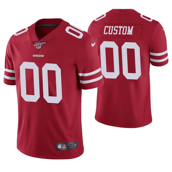49ers Customized Red 2019 100th Season Vapor Untouchable Limited Stitched Jersey.