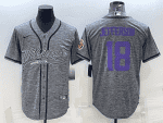 Minnesota Vikings #18 Justin Jefferson Grey With Patch Cool Base Stitched Baseball Jersey
