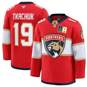 Florida Panthers #19 Matthew Tkachuk Red 2025 Stanley Cup Final Patch Stitched Jersey