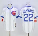 Cubs #22 Jason Heyward White Strip Home Cooperstown Stitched Jersey