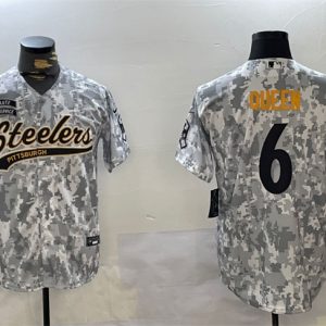 Pittsburgh Steelers #6 Patrick Queen 2024 Arctic Camo Salute To Service Stitched Jersey