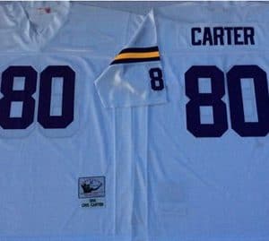 Mitchell And Ness Vikings #80 Cris Carter White Throwback Stitched Jersey