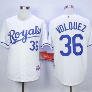 Royals #36 Edinson Volquez White Cool Base Stitched Jersey
