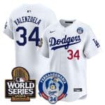 Los Angeles Dodgers #34 Toro Valenzuela White 2024 World Series Vapor Premier Limited Stitched Jersey