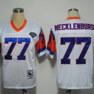 Mitchel And Ness Broncos #77 Karl Mecklenburg White With 75 Anniversary Patch Stitched Throwback Jersey