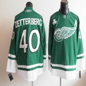 Red Wings St Patty's Day #40 Henrik Zetterberg Green Stitched Jersey