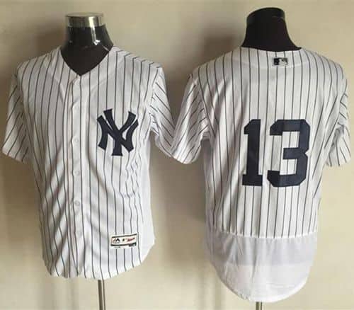 Yankees #13 Alex Rodriguez White Strip Flexbase Authentic Collection Stitched Jersey