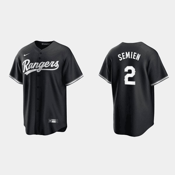Texas Rangers #2 Marcus Semien Black Cool Base Stitched Baseball Jersey