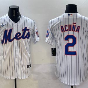 New York Mets #2 Luisangel Acuna White Cool Base Stitched Jersey