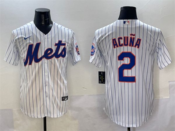 New York Mets #2 Luisangel Acuna White Cool Base Stitched Jersey